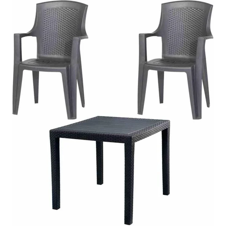 Eden+King SET 2 x Stapelsessel, 1 x King Tisch 77 x 77 – Bild 1