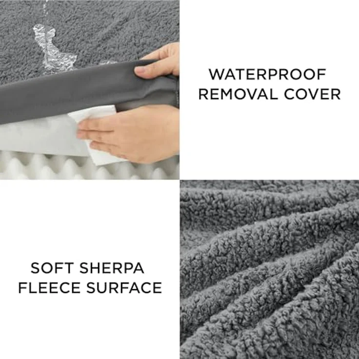 BEDSURE orthopädisches Hundebett kleine Hunde - 76 x 51 x 7.6 cm Hundekissen flauschig Hundematte waschbar Hundematratze in dunkelgrau für kleine Hunde – Bild 4