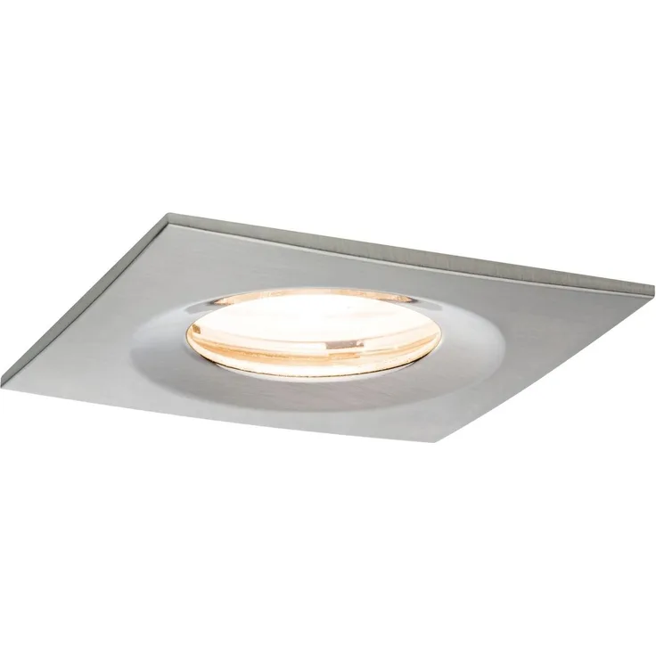 Paulmann Premium Einbauleuchten Set Nova eckig dimmbar LED IP65 1x7W 230V GU10 51mm Eisen gebürstet/Alu Zink7422