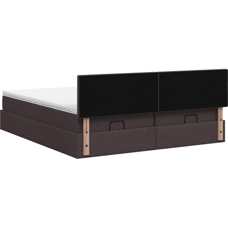 vidaXL Ottoman Bett mit Matratze mit Kopfteil 2 Stk. Dunkelbraun Stoff 3456715 – Bild 9