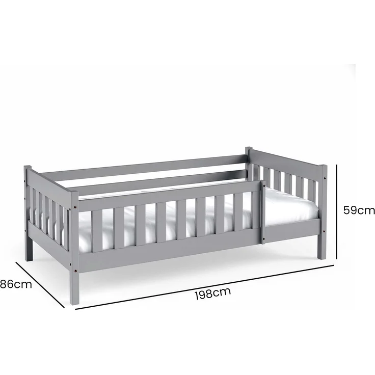 Jerpax Kinderbett mit Matratze und Schublade Holzbett, Einzelbett für Kinder ZOSIA, Grau, 80x190 cm – Bild 4