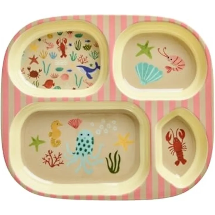 Rice Kinderteller mit 4er Einteilung Coral Ocean Print
