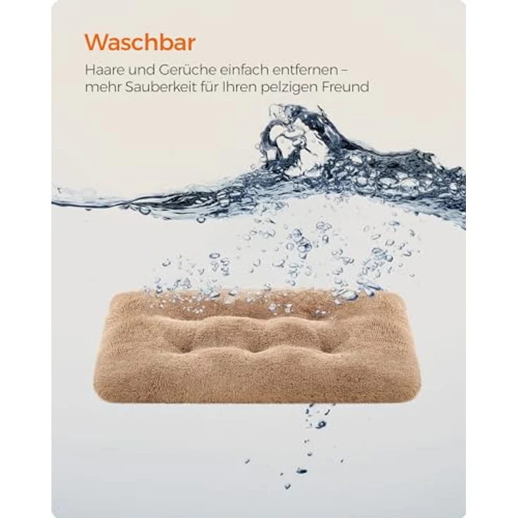 Feandrea Hundebett, Hundekissen, Flauschige Hundematte, Langer Plüsch, 122x74 cm, weiche Polsterung, waschbar, multifunktional, Kamelbraun PGW204K01 – Bild 8
