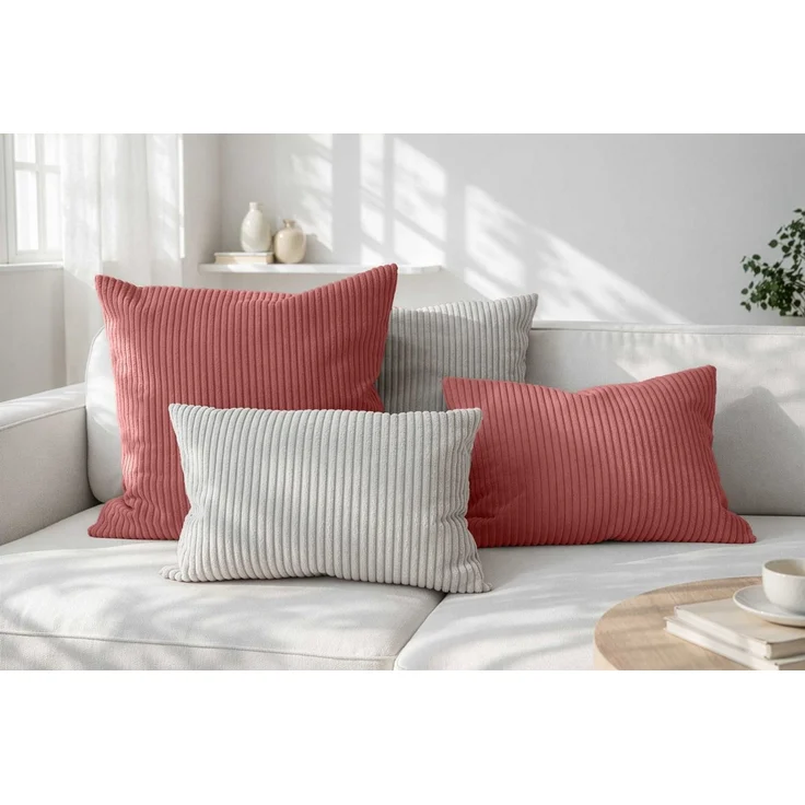Amilian Dekokissen Sofakissen Cord-Optik 4er Set mit Füllung 2x 40x40 + 2x 35x45 cm, mit Füllung, Hotelverschluss, formstabil – Bild 1