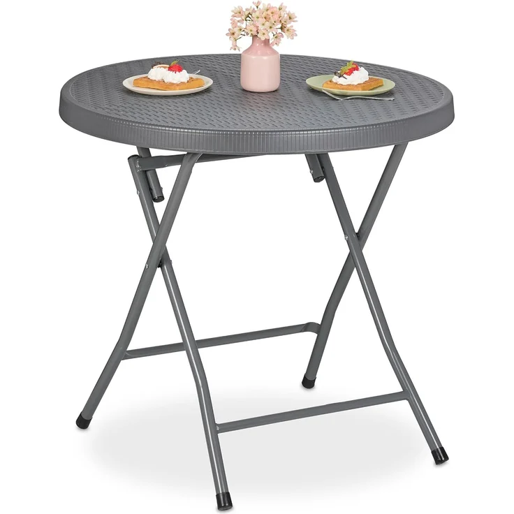 Relaxdays Klappbarer Gartentisch in Rattanoptik – Bild 1