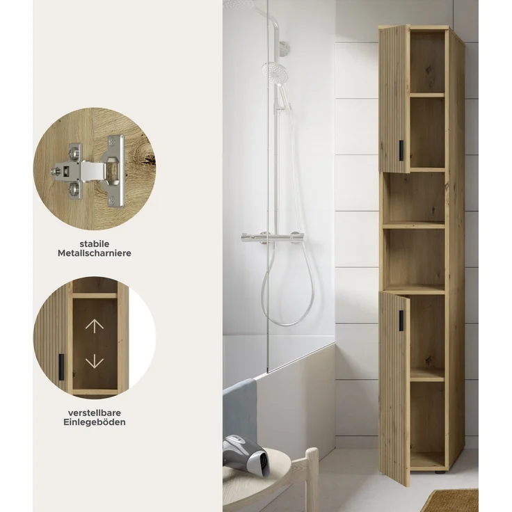 Badschrank B/H/T: 30x192x30 cm in Artisan Oak Nachbildung und -- – Bild 7