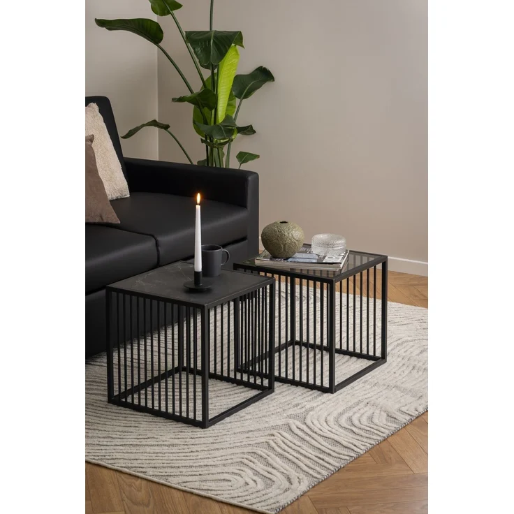 Beistelltisch >Strington< in schwarz, MDF, Stahl - 40x40x40cm (BxHxT) – Bild 2