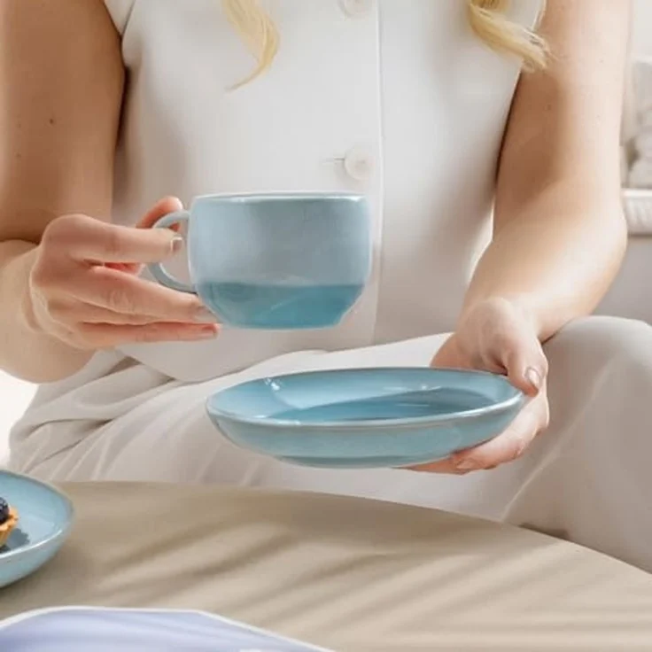 Villeroy & Boch Kaffeeuntertasse 16x16x3cm Perlemor Aqua – Bild 2