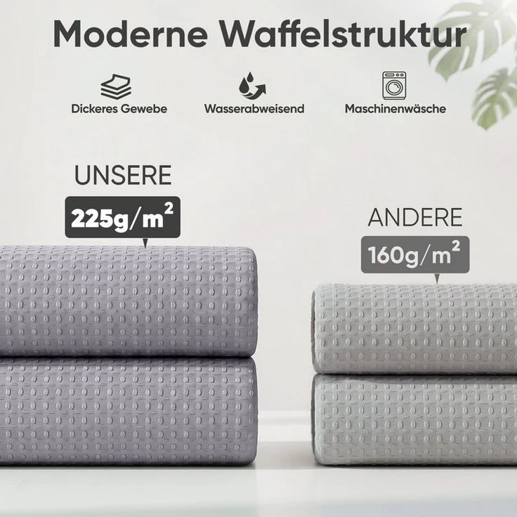 Sekey Duschvorhang Textil Duschvorhang Wannenvorhang Waschbar wasserabweisend mit Ringe Breite 180 cm (Packung, inkl. 12 Ringe), Badewannenvorh, 100% Polyester, Waffelstoff 180x200cm Dunkelgrau – Bild 3