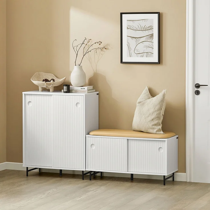 SoBuy FSB62-W Schuhschrank, MDF, Lackiert, Weiß, 70 x 87 x 37 cm – Bild 10