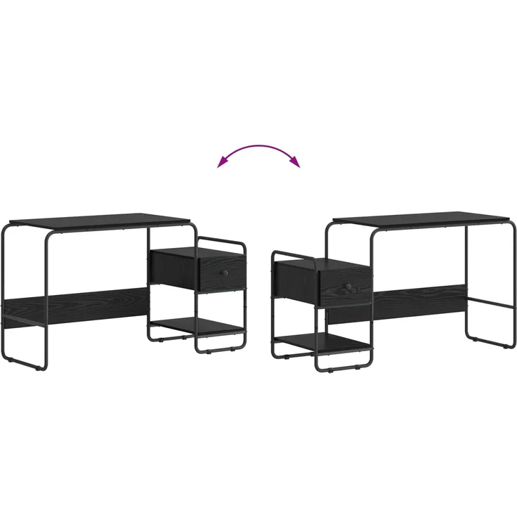 vidaXL Schreibtisch mit Stauraum Schwarz Eichen-Optik 8008044 – Bild 9