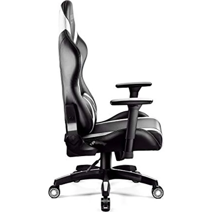 Diablo Anpassbarer Gaming Stuhl Ergonomisch X-Horn 2.0 | Verstellbare Rücken-, Sitz- und Armlehnen | Nacken-/Lendenkissen, Eco Lederpolsterung | Ergonomischer Gamer Stuhl | Normal (L) | Schwarz-Weiß – Bild 10