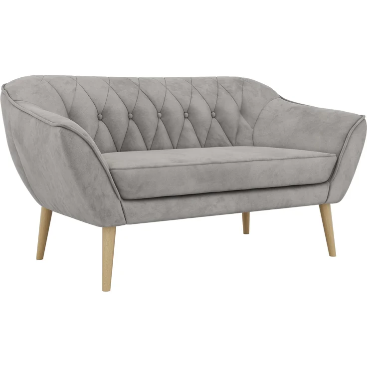 Polstersofa PIRS 2 Skandinavisches Sofa 2-Sitzer, Sofa mit Wellenfederung, Breite 140 cm, Buche Füße Hoher Sitzkomfort - Hellgrau Velvet – Bild 6