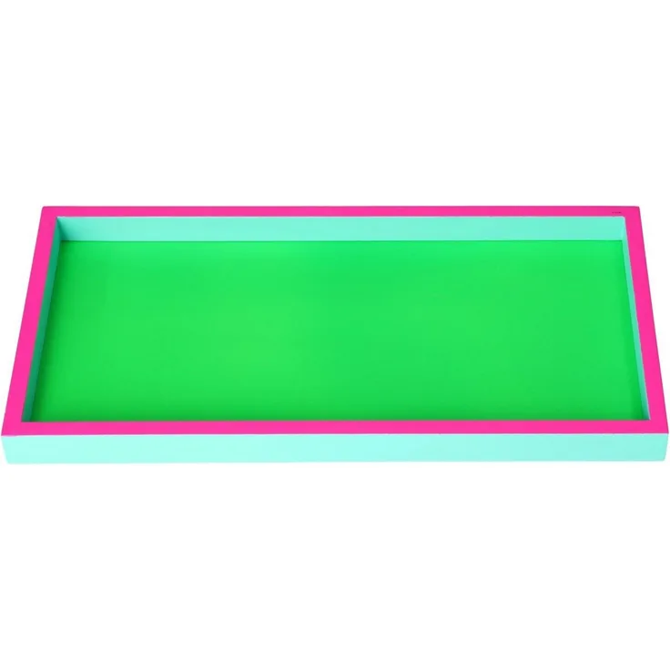 Gift Company Neo Tablett rechteckig (29,9x2x14,9cm) 3 farbig neon grün/neon pink/türkis