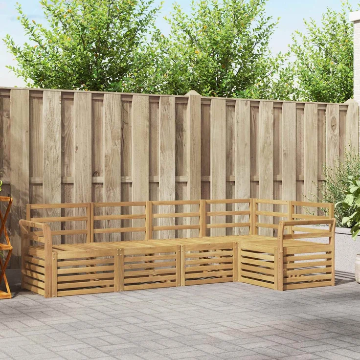 vidaXL Outdoor-Sofagarnitur 5 stk. 5-Sitzer Weiß Massivholz Akazie 3391834 – Bild 1