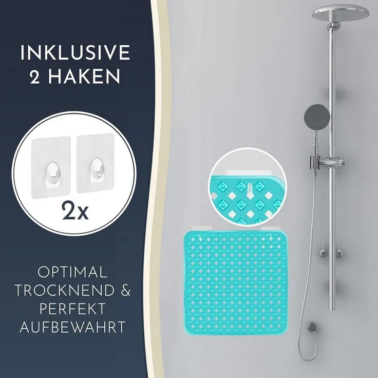 Homerella Duschmatte rutschfest Kinder - 100% BPA frei Inkl. 2 Haken zum Aufhängen 53x53cm, Antirutschmatte Dusche Baby hautintensiv & schimmelresistent, - Duscheinlage maschinenwaschbar – Bild 2