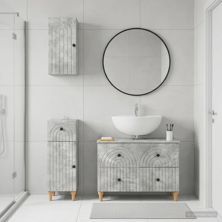 vidaXL 3-teiliges Badezimmer-Schranksystem ALKMAAR Betongrau 3417750 – Bild 1