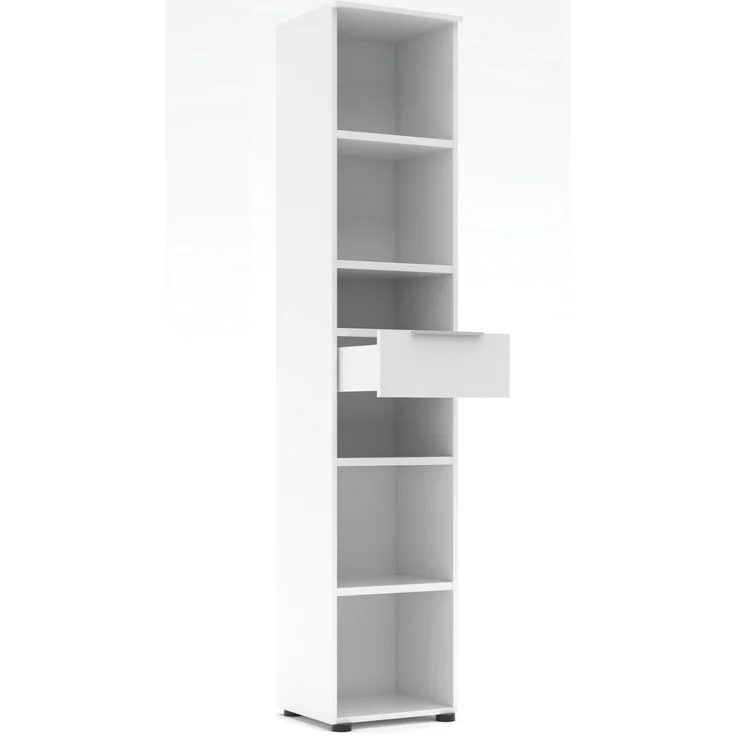 Büroregal SANTORIN Weiß & weißes Glas – schmal 40x198 cm – Bild 2