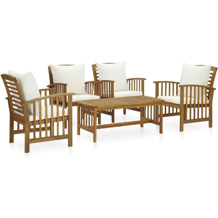 vidaXL 5-tlg. Garten-Lounge-Set mit Auflagen Massivholz Akazie 3057978