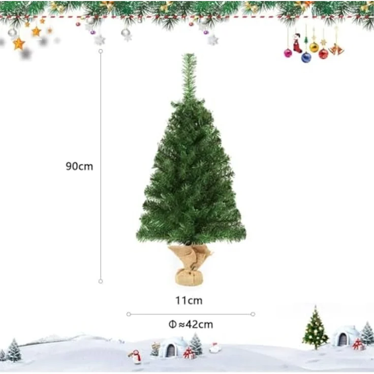 SALCAR 90 cm künstlicher Weihnachtsbaum mit Zementbasis – Kleiner Premium Tischbaum für Innenbereich, perfekte Weihnachtsdekoration – Bild 4