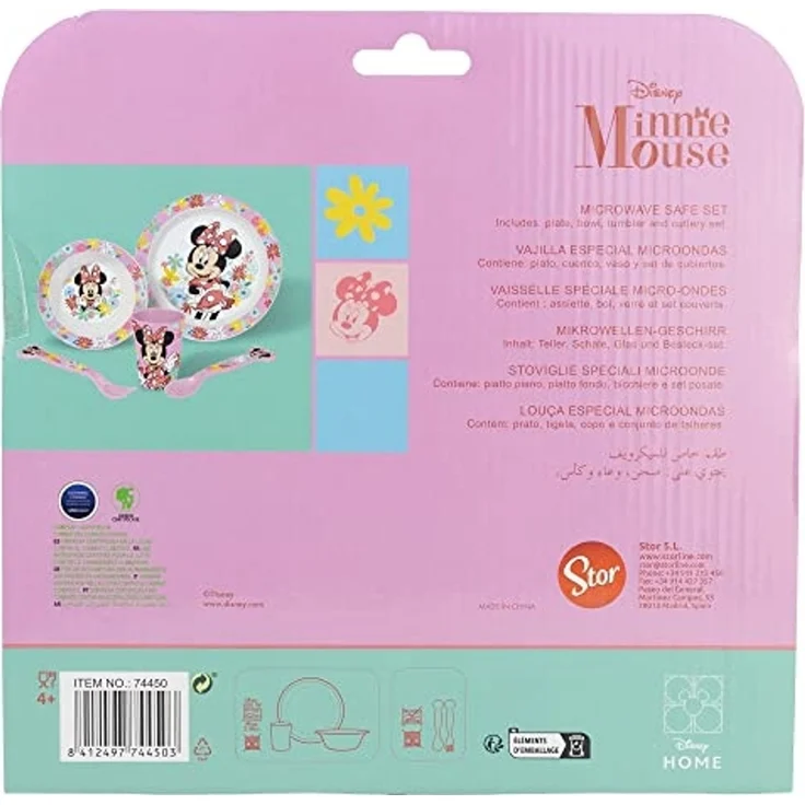Kunststoff Kindergeschirr Set Motiv (5 tlg.) Schüssel, Teller, Becher & Besteck Minnie Mouse – Bild 3