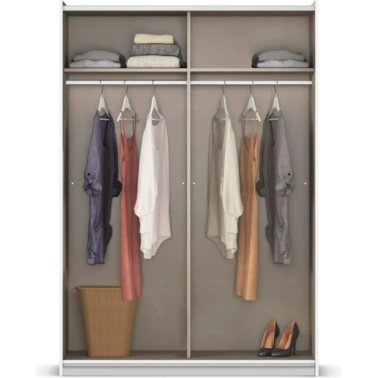 rauch Kleiderschrank, Schwebetürenschrank SUBITO, 2-türig, 1 Spiegeltüre, Alpinweiß, 136 x 197 x 61 cm – Bild 5