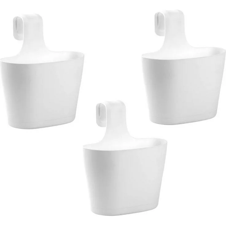 Engelland Blumenkasten Blumentopf zum Hängen (Vorteils-Set, 3 St, Fassungsvermögen je Topf 2,8 Liter), UV-Beständig, Frostbeständig, Wasserauffangschalen