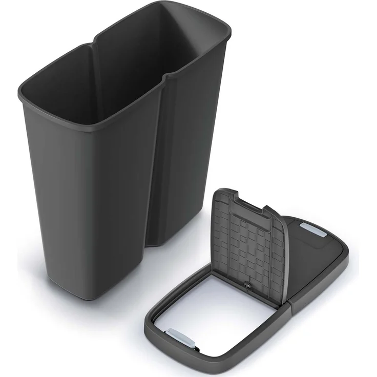 KEDEN® Mülleimer Küche 50L 2 Fächer mit Deckel Schwarz – Bild 3