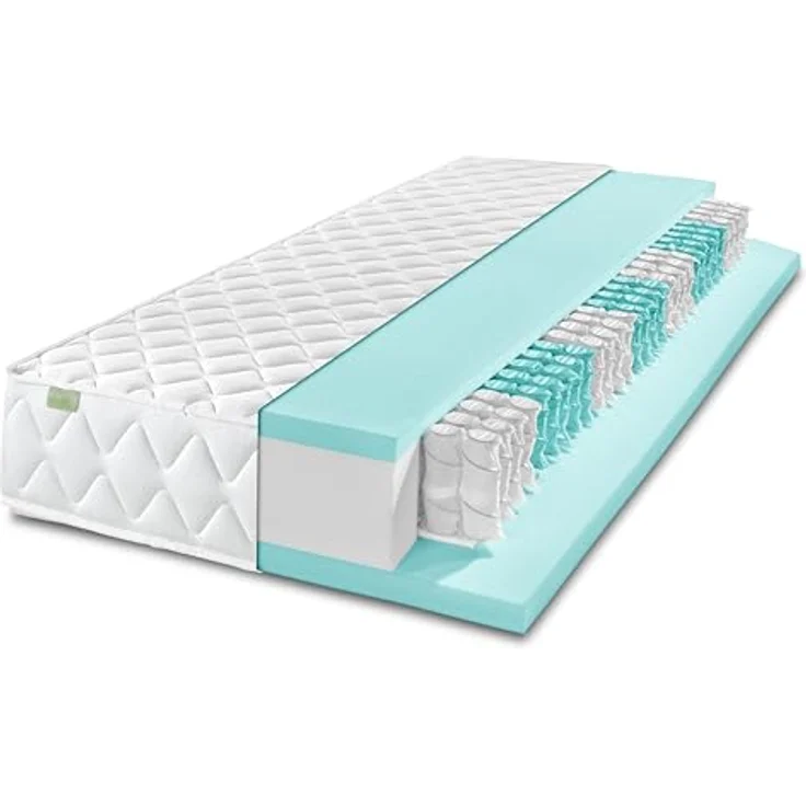 TB Furniture Ergo Flex TFK XXL Duo, Ergonomische 7-Zonen Taschenfederkernmatratze 90 x 200 cm, 22 cm, H2 & H3, Wendematratze mit abnehmbarem Mikrofaserbezug – Bild 1