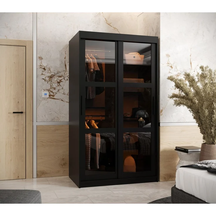 ABIKS MÖBEL Schwebetürenschrank DATA Schlafzimmerschrank - mit Schiebetüren, Kleiderstange, Regalen – Bild 2