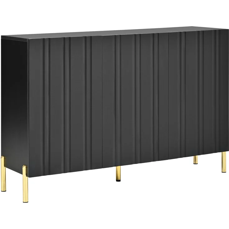 DESVIAE Sideboard Schwarz aus MDF/Spanplatte – 120x80x35,5 cm – 3 Türen, verstellbare Einlegeböden – Bild 8