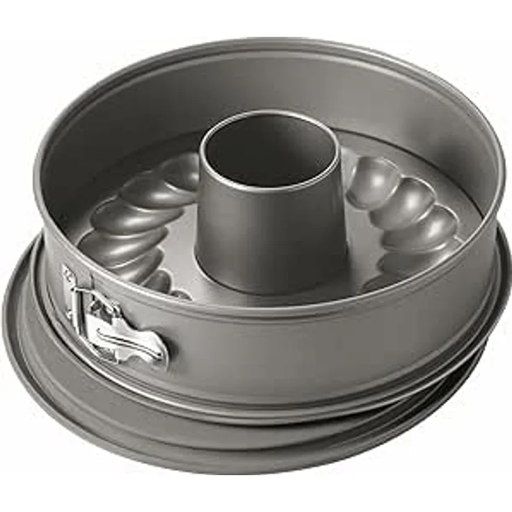 Kaiser La Forme Springform mit Flach- und Rohrboden 28 cm, 2 Böden, runde Backform, auslaufsicher, antihaftbeschichtet, grau