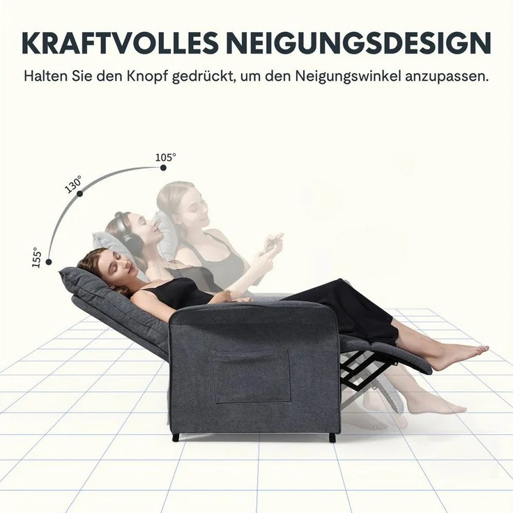 FLEXISPOT Sessel Elektrischer Relaxsessel – Ergonomischer Liegesessel mit Relaxfunktion (leicht zu montieren, kompakt verpackt & einfach zu transportieren), Fernsehsessel, ergonomisch, bis 200 kg belastbar, 105°-155° – Bild 2