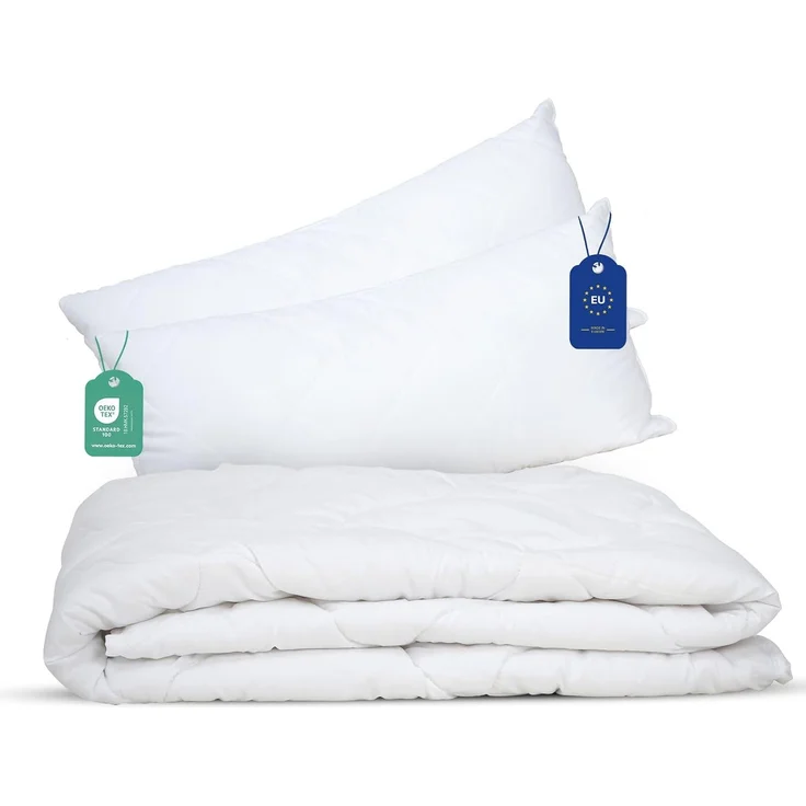 livessa Bettdecke + Kopfkissen Ideal für Ganzjahreszeiten mit 300 g/m² Füllung, Füllung: Hohlfaser, Bezug: Mikrofaser, Bettwaren SET weich und atmungsaktiv