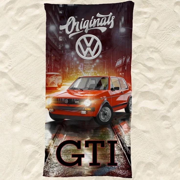 BERONAGE Strandtücher VW Volkswagen Badetuch Golf GTI Rot 75x150 cm, 100% Baumwolle (1-St), Frottee in Velours-Qualität – Bild 6