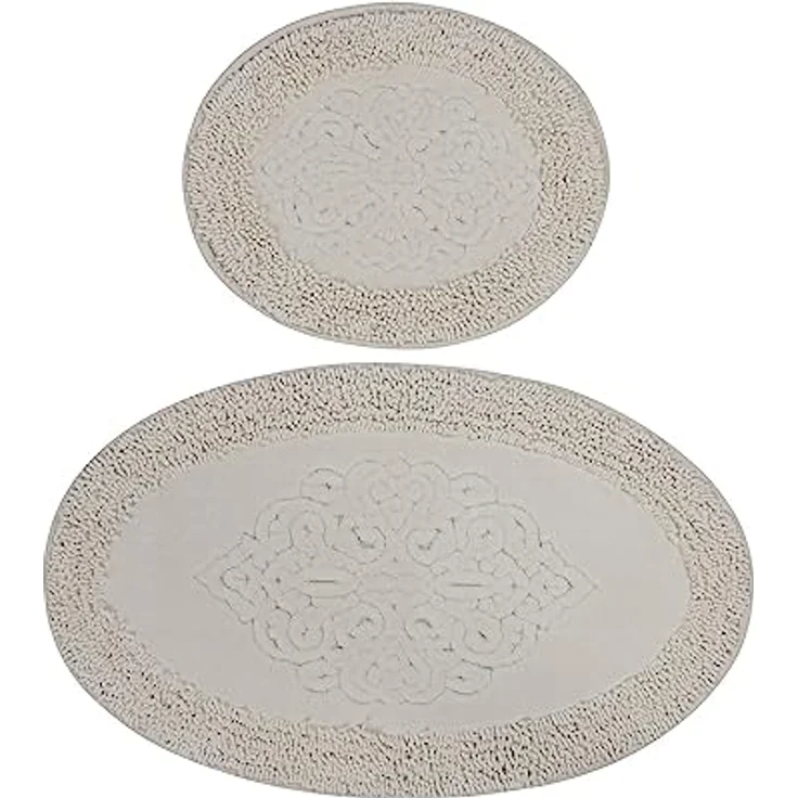 Badteppich Set 2-teilig beige oval – Bild 3