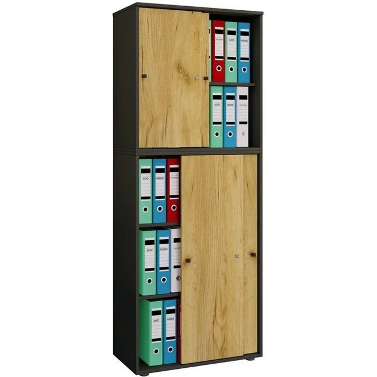 VCM Büroschrank Lona 919601 Anthrazit / Honig-Eiche B. 70 x H. 184 x T. 37 cm – Bild 3