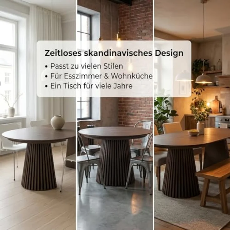 ebuy24 Esstisch Tokyo Esstisch inkl. 2 Zusatzplatten ø120x120-160- – Bild 8