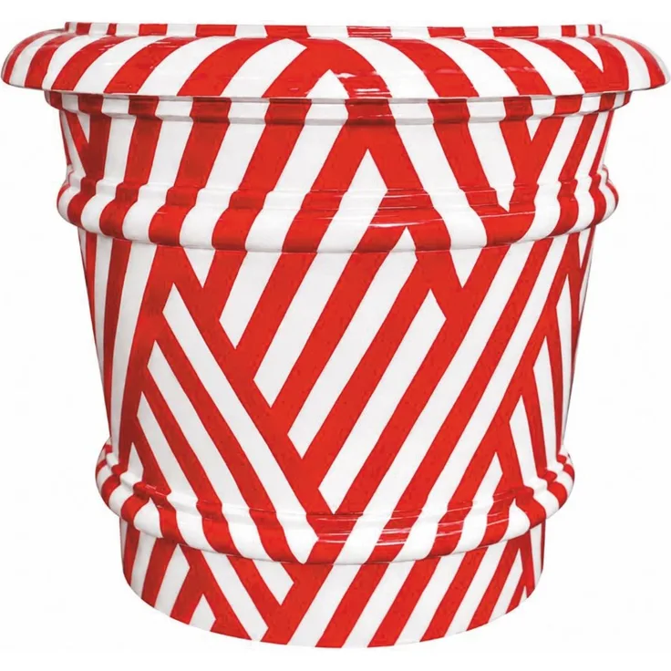 Casa Padrino Luxus Keramik Blumentopf Weiß / Rot Ø 62 x H. 51 cm - Garten Deko VPP