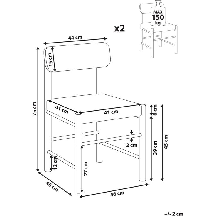 Esszimmerstuhl 2er Set DIGNE Holz Braun – Bild 2