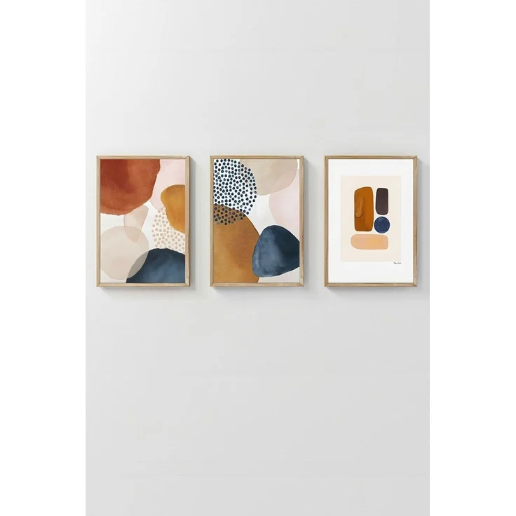 Wallity Dekoratives gerahmtes MDF-Gemälde (3-teilig), Mehrfarbig, 48 x 33 cm – Bild 2