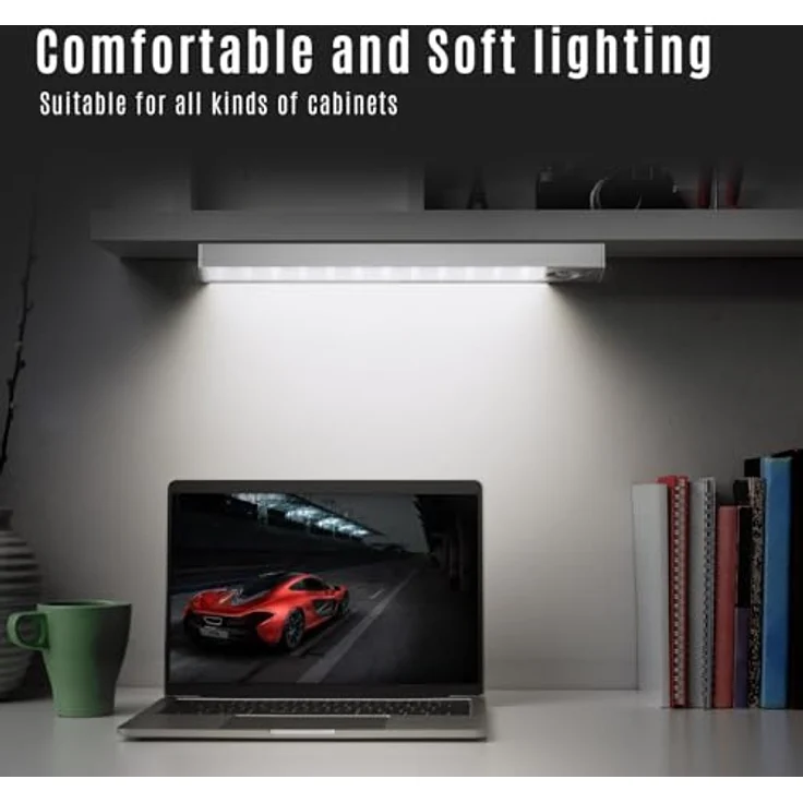 LQWELL LED Unterbauleuchte mit Bewegungsmelder, Dimmbar, Akku, USB-C Wiederaufladbar Schranklicht, LED fest integriert, Treppenlicht, Nachttischlampe 42,5 cm, 2200 mAh – Bild 6