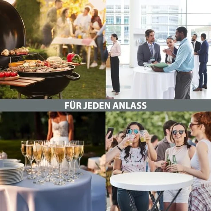Stehtisch klappbar Ø 80 cm Tischplatte Höhe 110 cm Stahlgestell Partytisch Bistrotisch in weiß – Bild 7