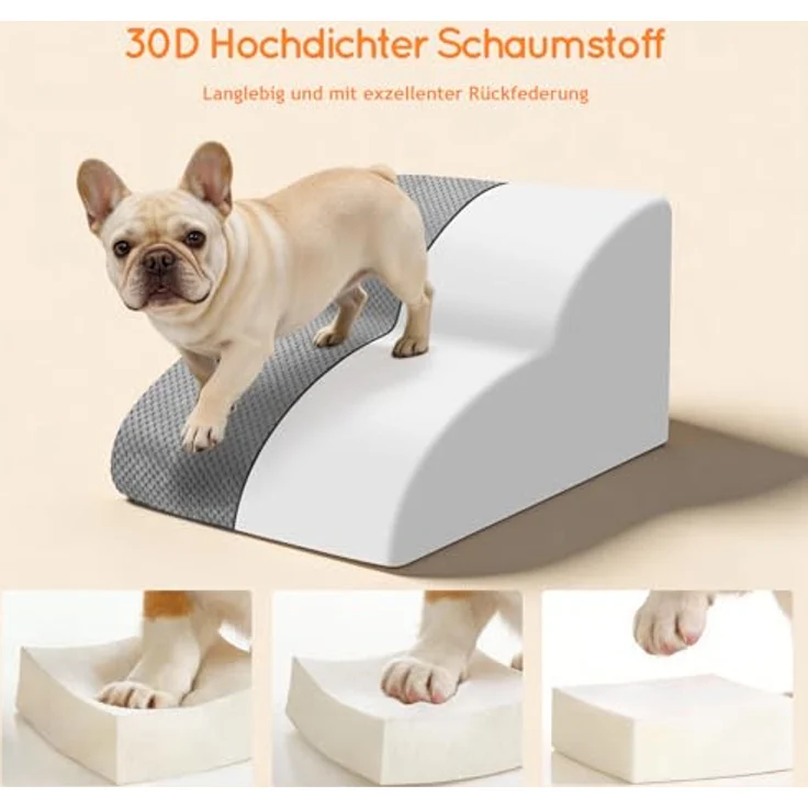 HEVOL Hundetreppe für Kleine Hunde – 2-Stufen Haustiertreppe mit Waschbarem Bezug, Abnehmbar und Tragbar, Inkl. Fusselrolle – Bild 6