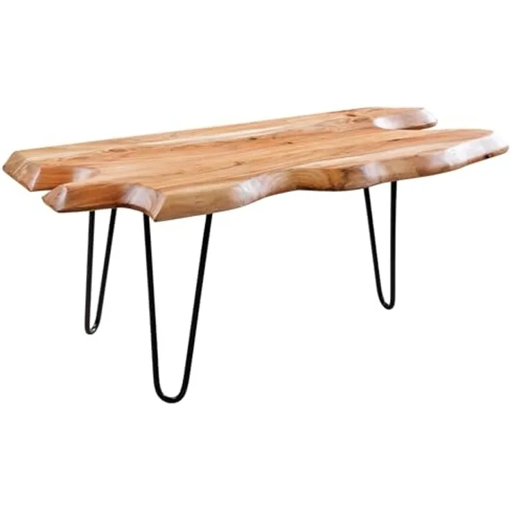 riess-ambiente Couchtisch WILD 100cm natur / schwarz (Einzelartikel, 1-St), Wohnzimmer · Massivholz · Metall · Baumkante · Unikat