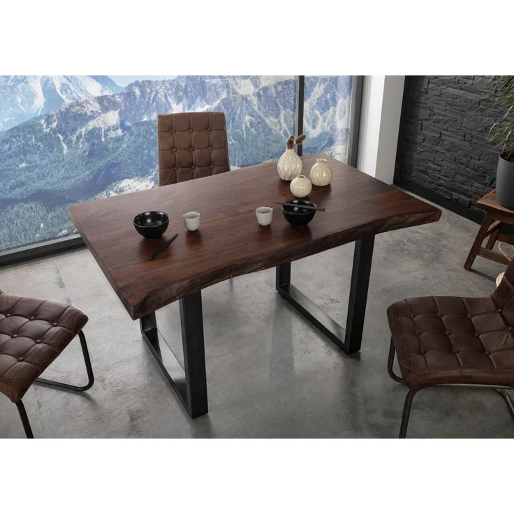 Baumtisch Akazie 160x90x77 braun lackiert / U-Beine anthrazit glänzend FREEFORM 5 – Bild 6