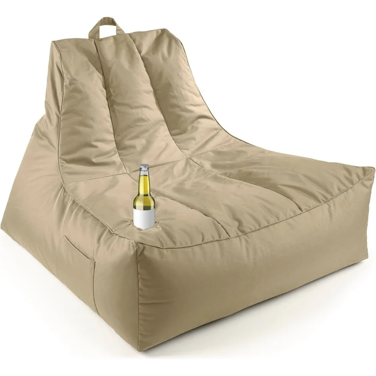 Lumaland Sitzsack Sitzsack-Lounge In-& Outdoor 380l beige, mit Flaschenhalter – Bild 1