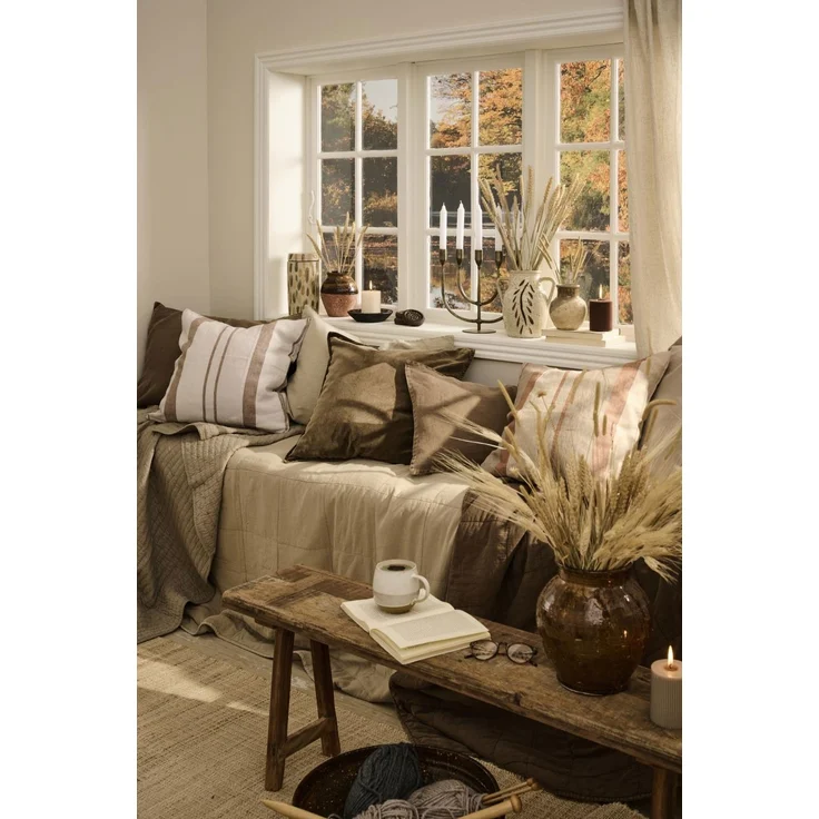 Ib Laursen - Kissenbezug Kissenhülle 50x50cm Beige Braun Rost Gestreift 6249-00 – Bild 4