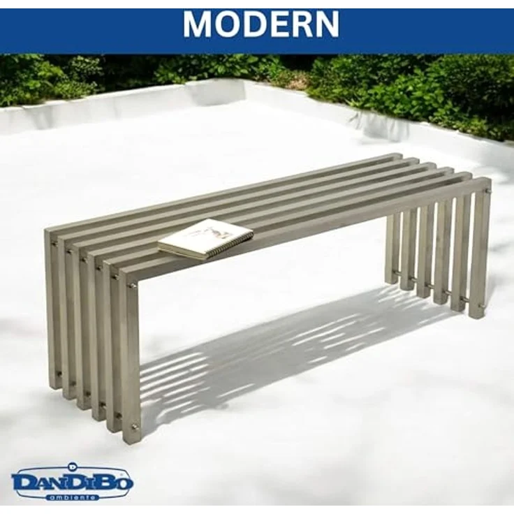 DanDiBo Gartenbank Wetterfest Metall Edelstahl Massiv 115 cm Sitzbank Outdoor Garten 96607 Parkbank Lamellenbank – Bild 7