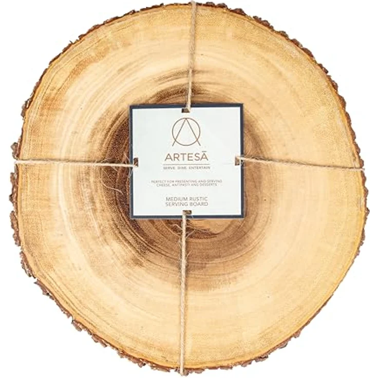 KitchenCraft Artesà natürliches Holz Käsebrett- Servierplatte mit Rindenrand, 30 cm (12 Zoll) rund, Holz, Brown, cm, 30 x 30 x 2. 2000000000000002 cm, 1 Einheiten – Bild 8